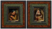Pair Belgian style genre paint