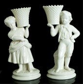 PAIR BELLEEK BISQUE PORCELAIN