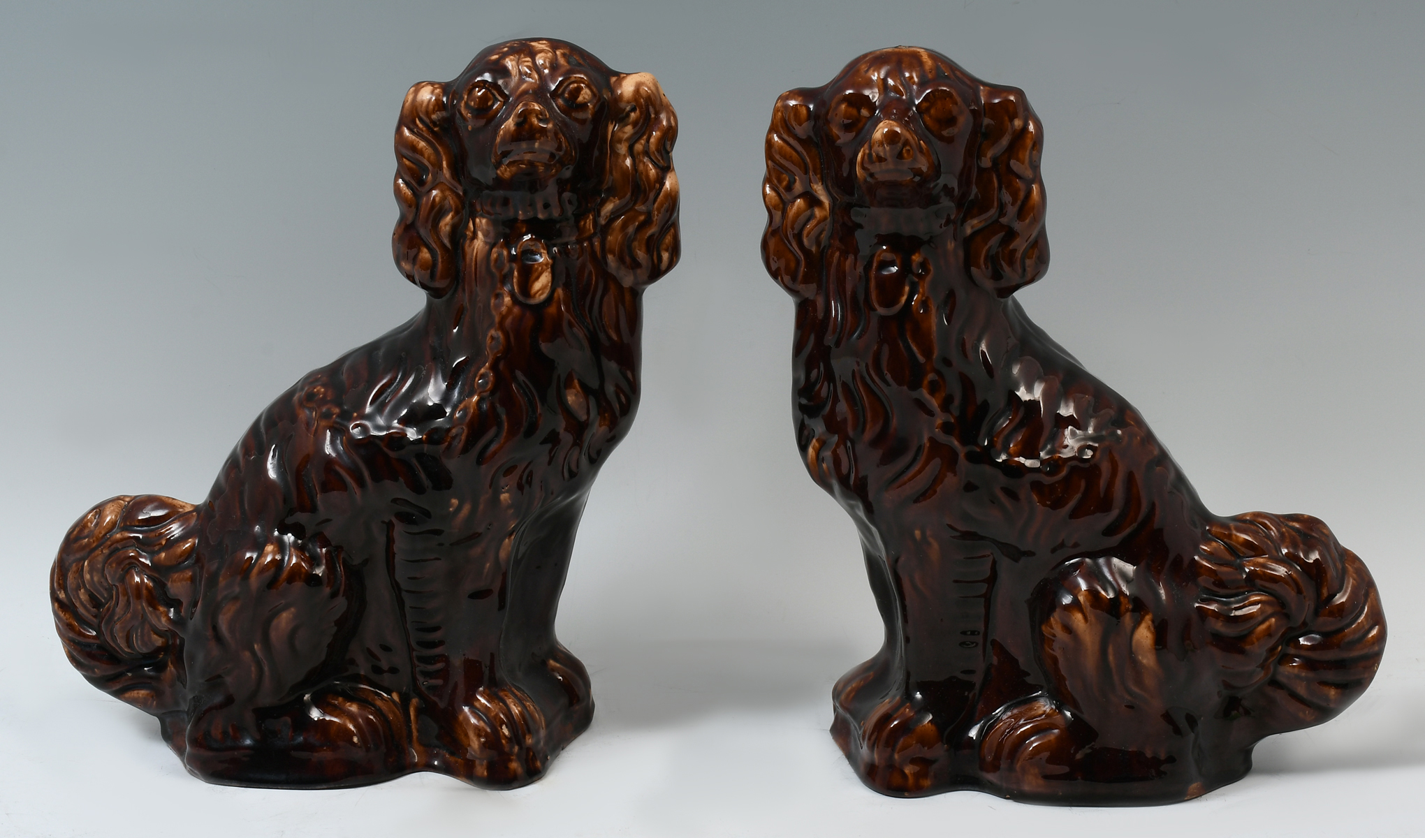 PAIR BENNINGTON POTTERY DOGS: