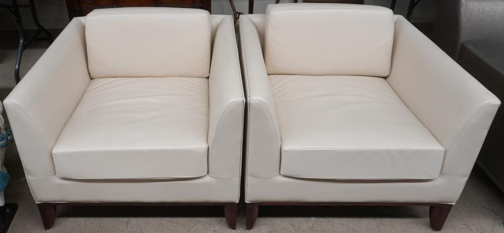 PAIR BERNHARDT BEIGE LEATHER