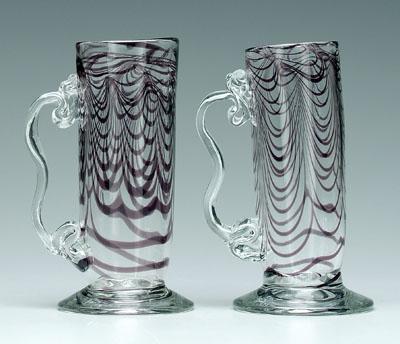Pair Bernstein art glass steins