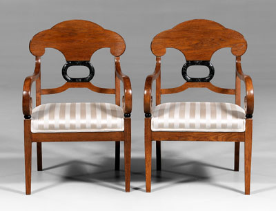 Pair Biedermeier style open-arm