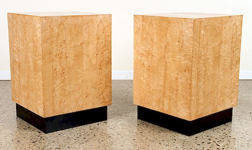 PAIR BIRDSEYE MAPLE END TABLES ON