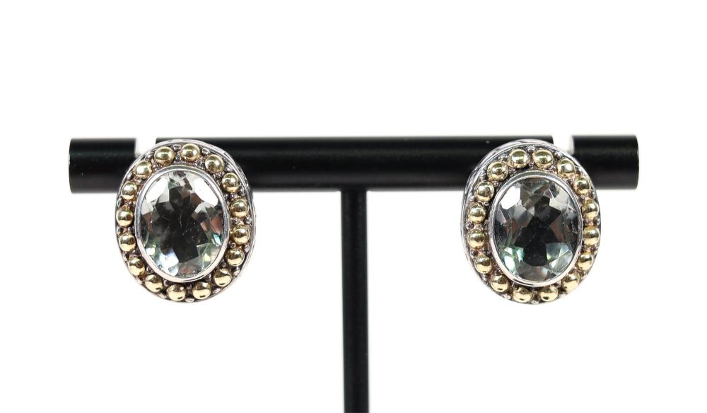 PAIR, BJC STERLING & 18K AQUAMARINE