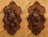 PAIR BLACK FOREST CARVED WALNU