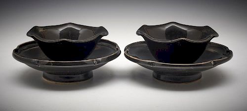 PAIR BLACK GLAZED DING