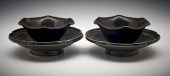 PAIR BLACK GLAZED DING CUP/CUP