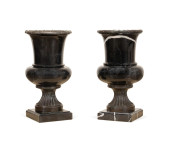PAIR, BLACK MARBLE AND BRONZE-
