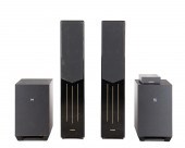 PAIR BLACK MERLIN SPEAKERS & N