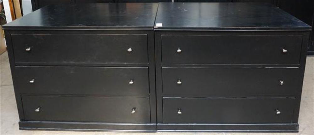 PAIR BLACK PAINTED LOW CABINETS, H: