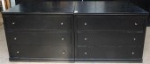 PAIR BLACK PAINTED LOW CABINET