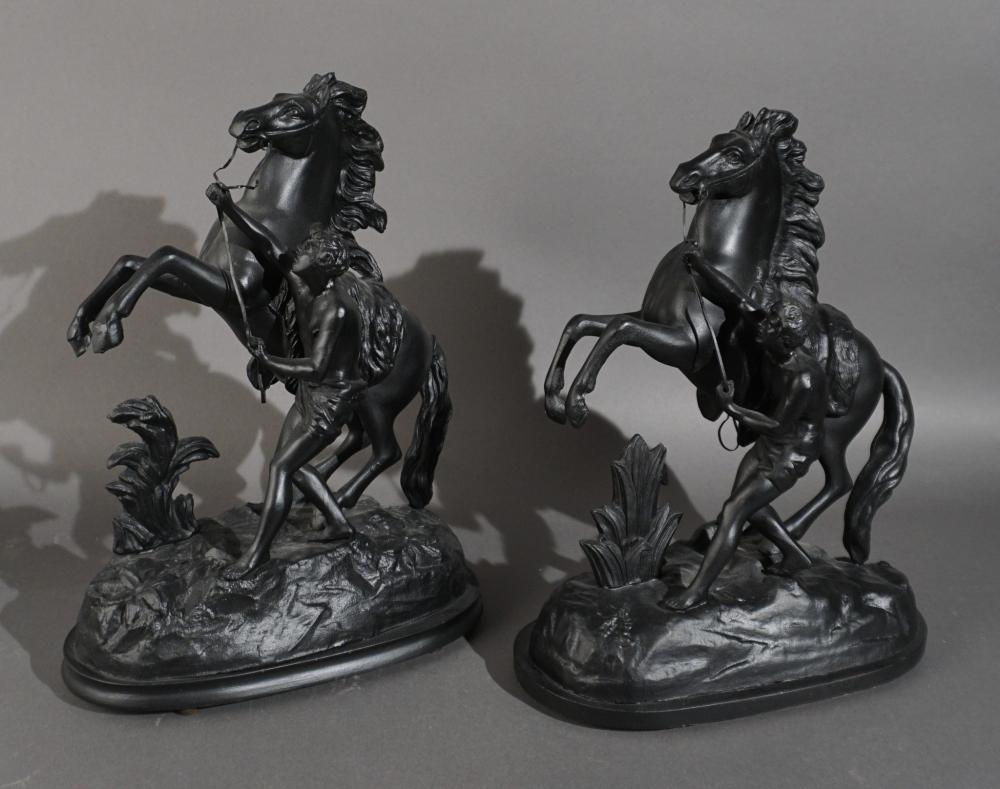PAIR BLACK PAINTED METAL MARLY