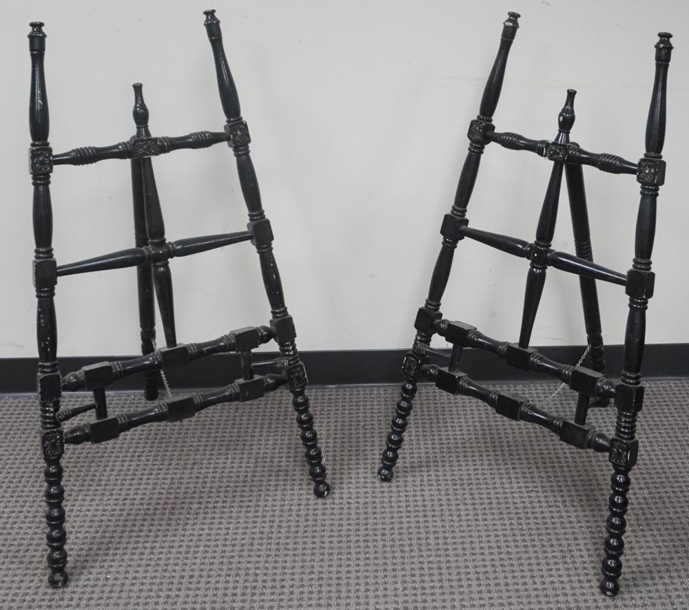 PAIR BLACK PAINTED WOOD
