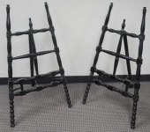 PAIR BLACK PAINTED WOOD EASELS