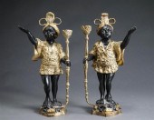 PAIR BLACKAMOOR PATINATED META