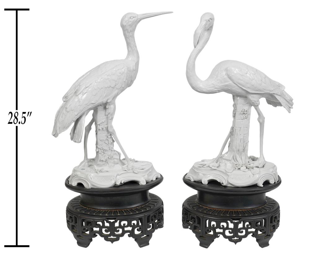 PAIR BLANC DE CHINE BIRDS WOOD