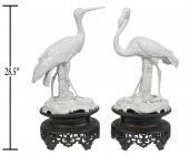 PAIR BLANC DE CHINE BIRDS WOOD