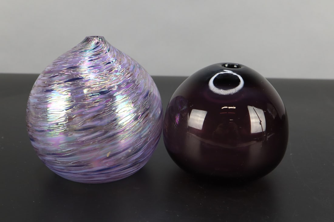 PAIR BLOWN ART GLASS SCENT BOTTLE