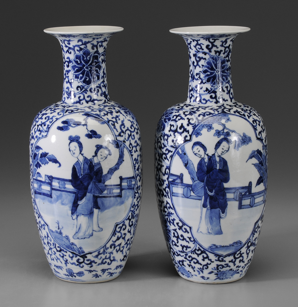 Pair Blue and White Porcelain Vases
