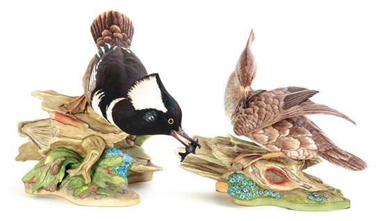 Pair Boehm Hooded Mergansers marked