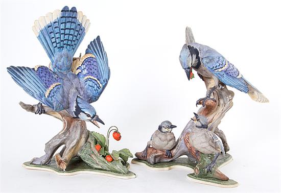 Pair Boehm porcelain Bluejays