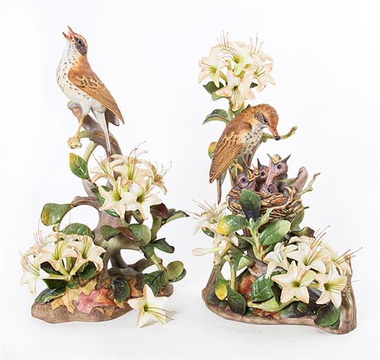 Pair Boehm porcelain Wood