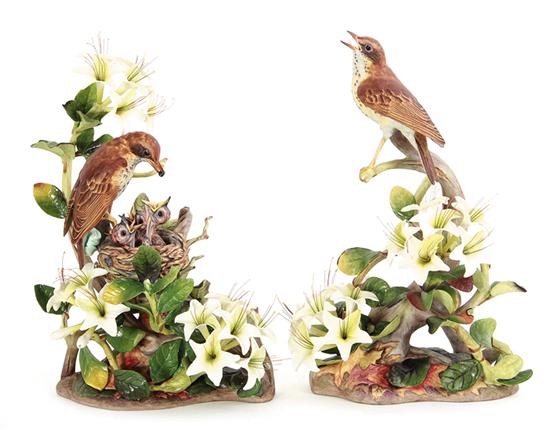 Pair Boehm Wood Thrushes marked