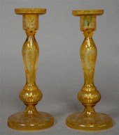 PAIR BOHEMIAN AMBER-TO-CLEAR C