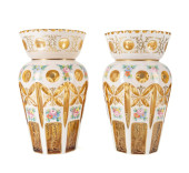 PAIR BOHEMIAN CASED WHITE TO A