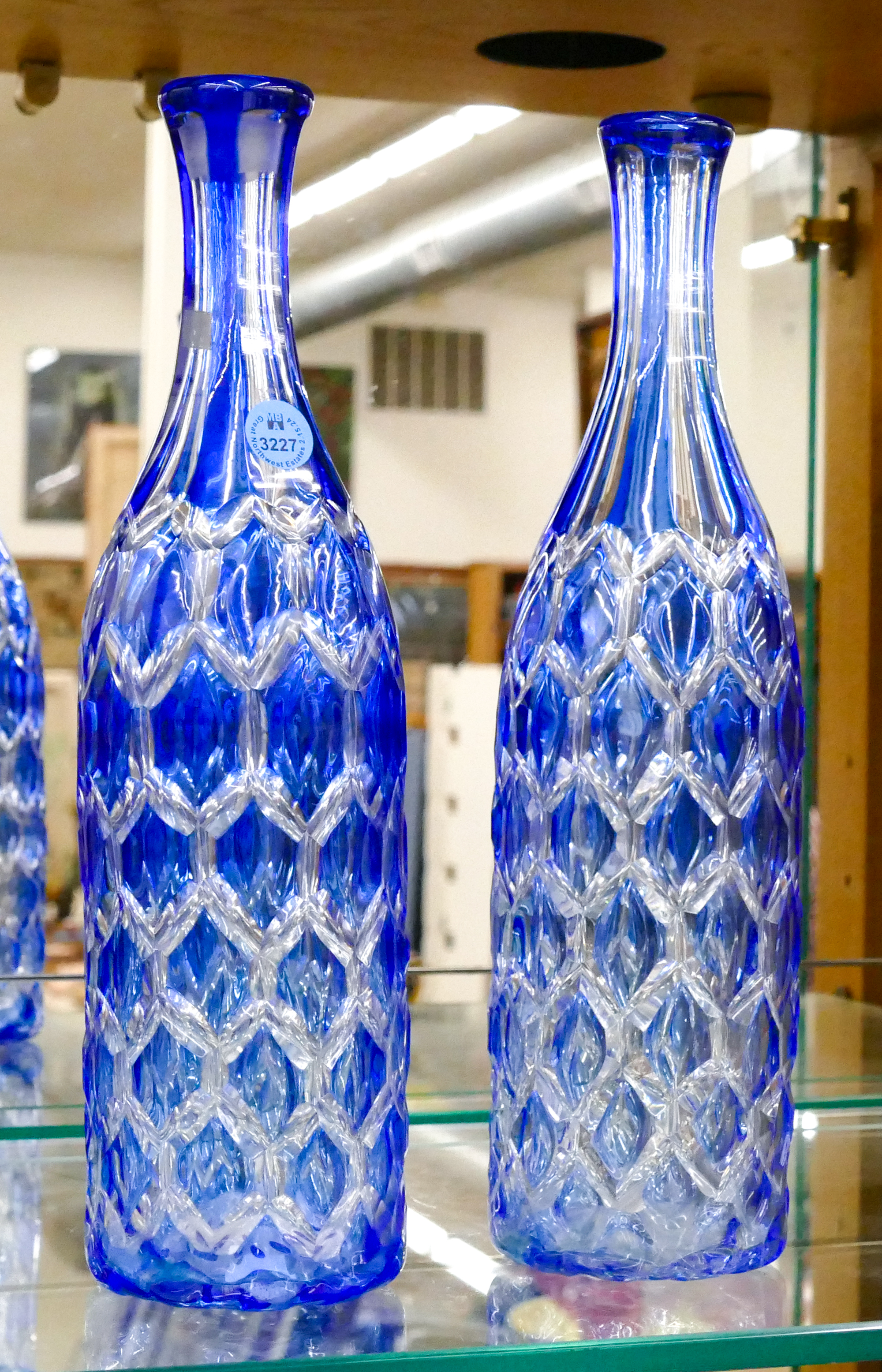 Pair Bohemian Cobalt Cut to Clear