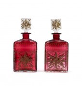 PAIR BOHEMIAN GILDED RUBY CUT