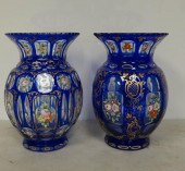 PAIR BOHEMIAN GILT AND ENAMEL