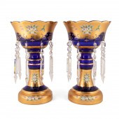 PAIR BOHEMIAN GILT COBALT AND