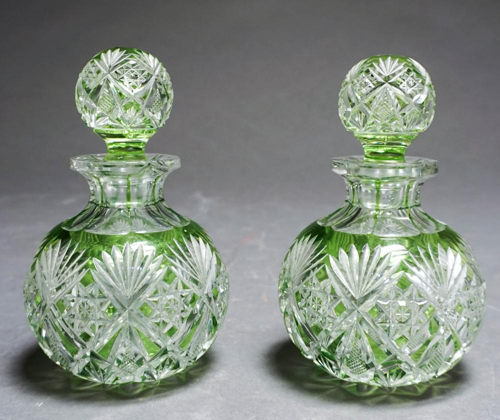 PAIR BOHEMIAN PALE GREEN-TO-CLEAR