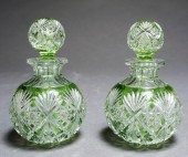 PAIR BOHEMIAN PALE GREEN-TO-CL