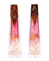 PAIR, BOHEMIAN RUBINA & ENAMEL