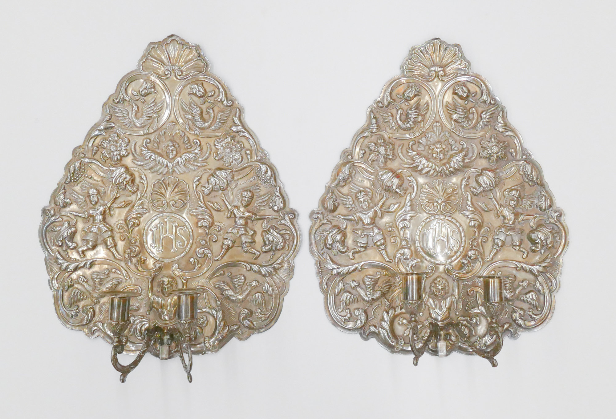 Pair Bolivian Silver Hand worked