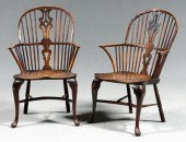 Pair bowback Windsor armchairs