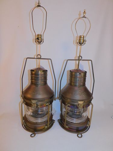 PAIR BRASS ANCHOR LIGHTSPair