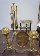 PAIR BRASS ANDIRONS, 19TH CENT