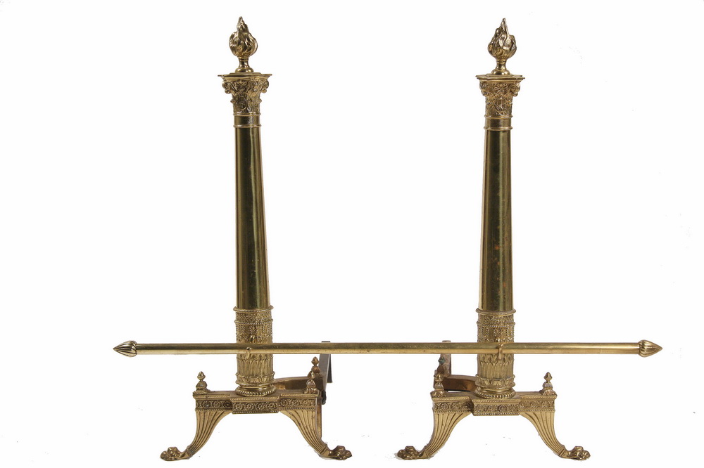PAIR BRASS ANDIRONS - Pair of Large