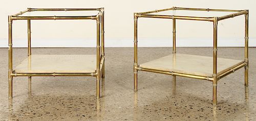 PAIR BRASS BAMBOO CUBE FORM SIDE