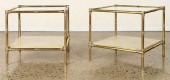 PAIR BRASS BAMBOO CUBE FORM SI