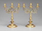 Pair brass candelabra: each wi