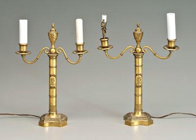 Pair brass candelabra style