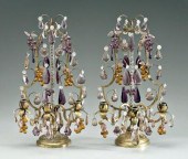 Pair brass candelabra: urn sha