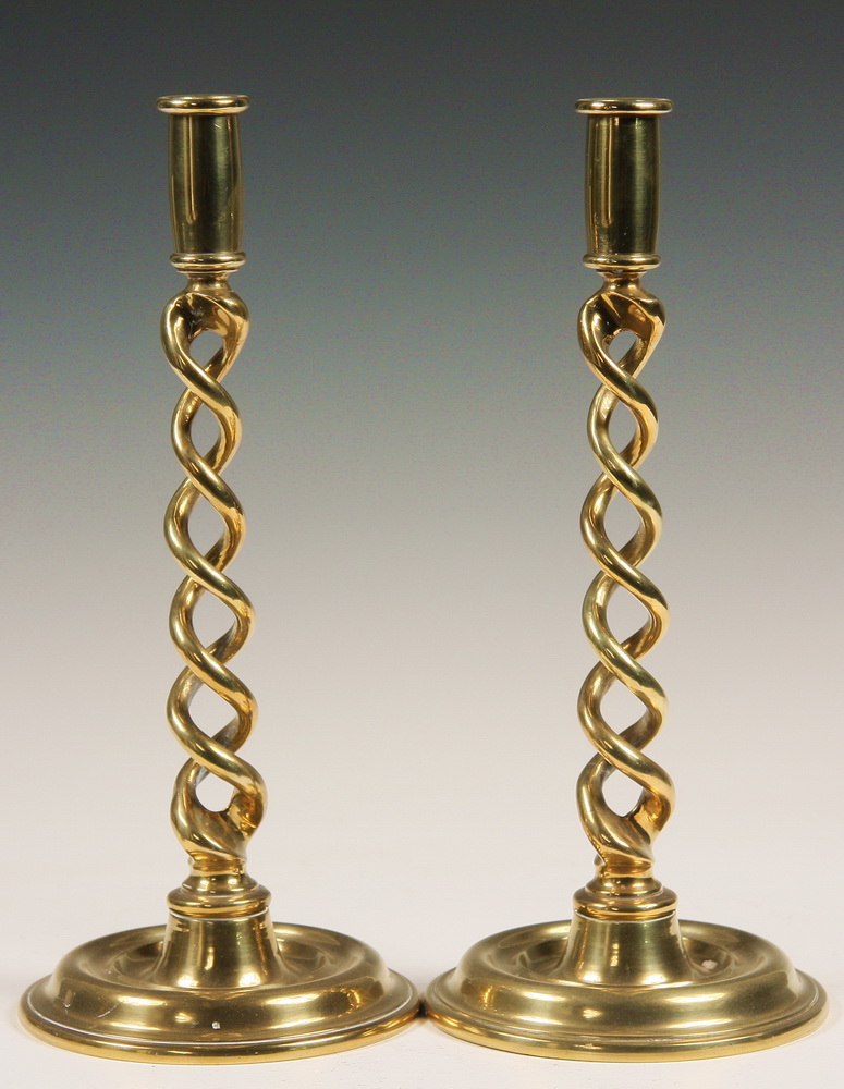 PAIR BRASS CANDLESTICKS - Pair of