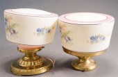 PAIR BRASS CEILING LIGHTS WITH