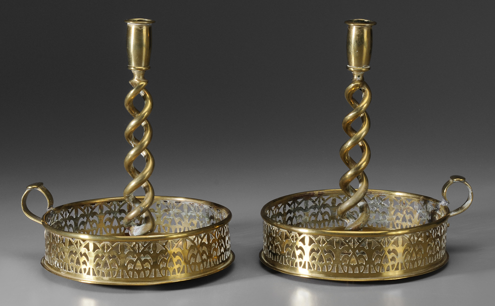 Pair Brass Chambersticks British,