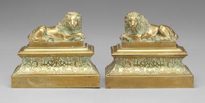 Pair brass chenet: each with